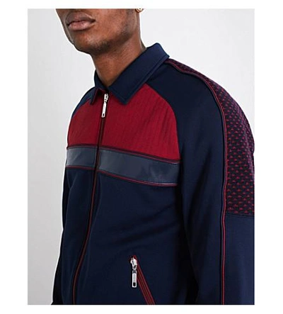 Shop Junya Watanabe Contrast-panel Jersey Jacket In Navy Burgundy