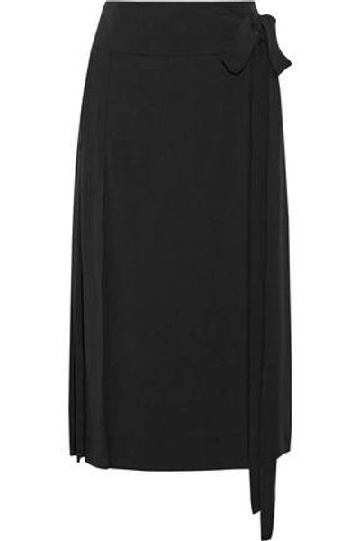 Shop Marni Pleated Cady Midi Wrap Skirt In Black