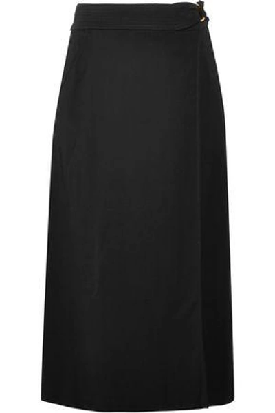 Shop A.l.c Woman Hedi Belted Crepe Wrap Midi Skirt Black