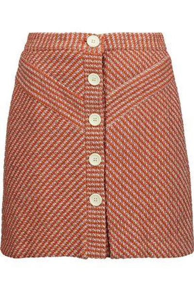 Shop Maje Woman Cotton-blend Bouclé-tweed Mini Skirt Multicolor