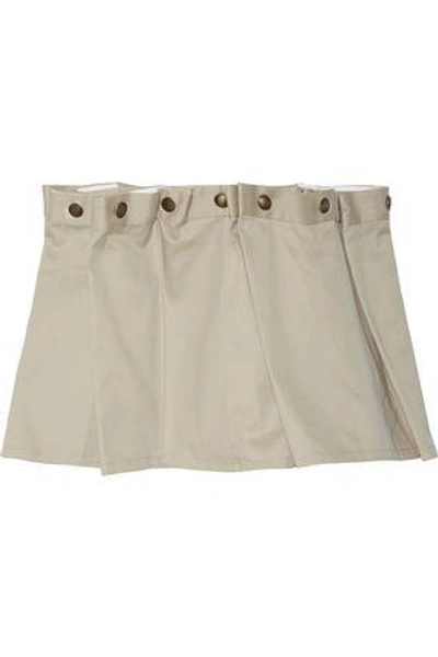 Shop Y/project Woman Button-embellished Pleated Cotton-twill Mini Skirt Beige