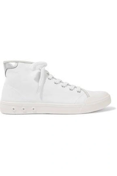 Shop Rag & Bone Woman Standard Issue Leather-trimmed Canvas High-top Sneakers White