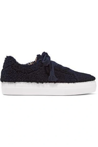 Shop Helmut Lang Woman Shearling Sneakers Midnight Blue
