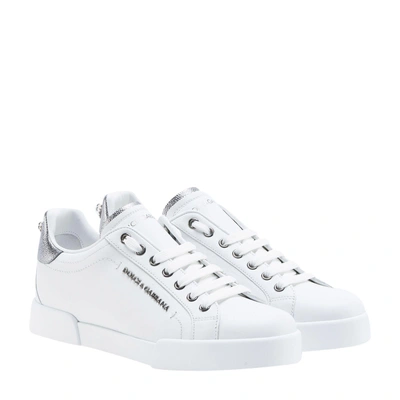 Shop Dolce & Gabbana Portofino Sneakers In White-silver