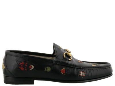 Shop Gucci Embroidered Loafer In Black