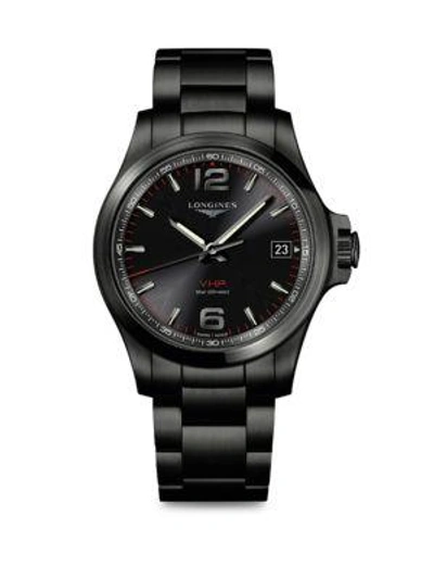 Shop Longines Men's Conquest V.h.p. Bracelet Watch In Black Metal