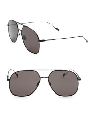Shop Saint Laurent 60mm Pilot Sunglasses In Black