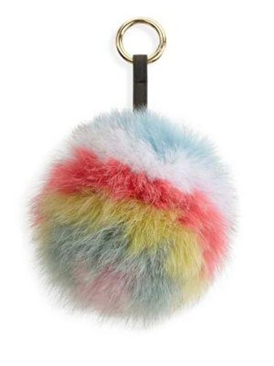 Shop The Fur Salon Fox Fur Pom Pom Keychain In Beige Rose