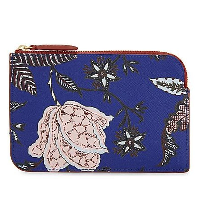 Shop Diane Von Furstenberg Floral Leather Pouch In Canton Electric Blue