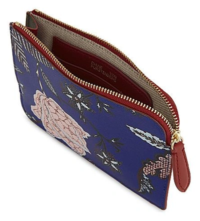 Shop Diane Von Furstenberg Floral Leather Pouch In Canton Electric Blue