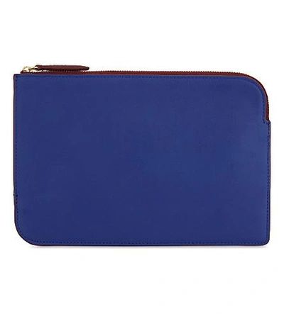 Shop Diane Von Furstenberg Two-tone Leather Pouch In Electric Blue/deep Fig