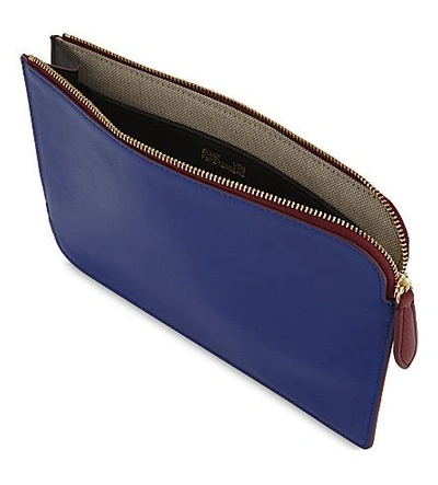 Shop Diane Von Furstenberg Two-tone Leather Pouch In Electric Blue/deep Fig