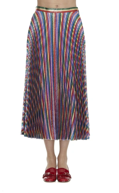 Shop Gucci Lurex Skirt In Rainbow