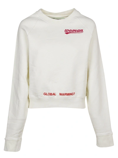 Shop Off-white Rose Print Sweater In White
