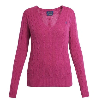 Shop Polo Ralph Lauren Twist Knit Wool Cashmere Sweater In Rosa