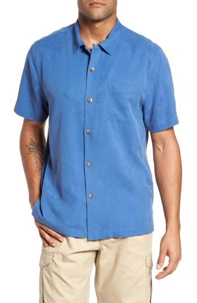 Shop Tommy Bahama St Lucia Fronds Silk Camp Shirt In Dockside Blue