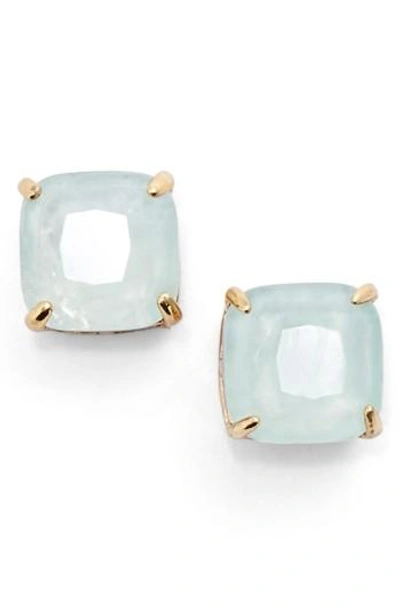 Shop Kate Spade Mini Small Square Semiprecious Stone Stud Earrings In Amazonite/ Gold