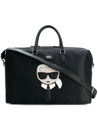 Shop Karl Lagerfeld Ikonik Weekender In Black