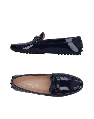 Shop Tod's Woman Loafers Midnight Blue Size 4.5 Leather