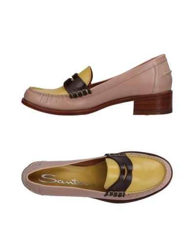 Shop Santoni Loafers In Yellow