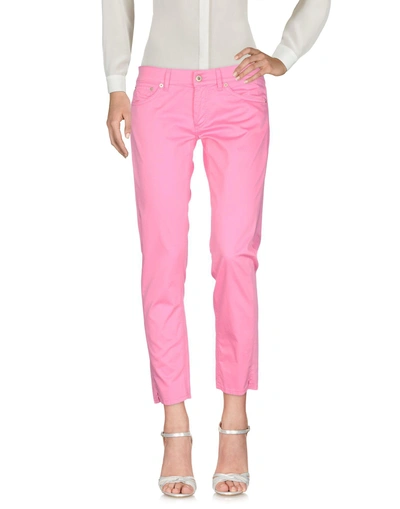 Shop Dondup Cropped Pants & Culottes In Fuchsia