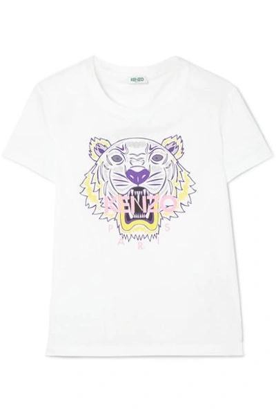 Shop Kenzo Printed Cotton-jersey T-shirt In White