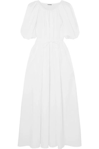 Shop Jil Sander Cotton-poplin Maxi Dress In White
