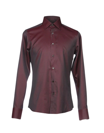 Shop Canali Patterned Shirt In Maroon