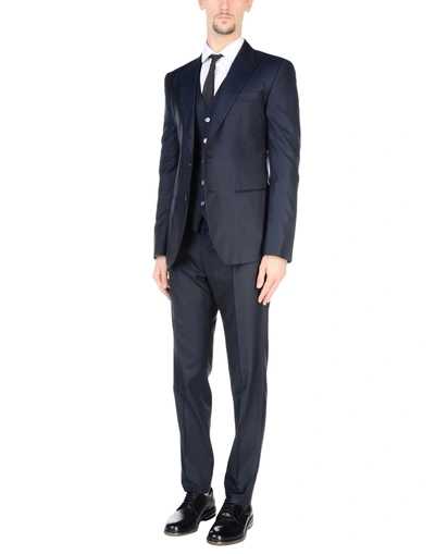 Shop Dolce & Gabbana Man Suit Midnight Blue Size 36 Wool, Silk