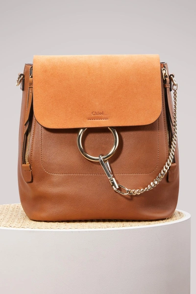 Shop Chloé Faye Suede And Smooth Calfskin Backpack