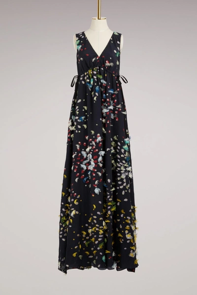 Shop Chloé Silk Long Dress In Multicolor