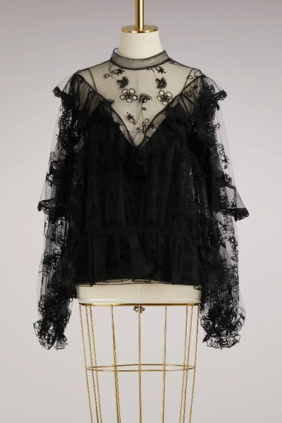 Shop Chloé Tulle Blouse In Black