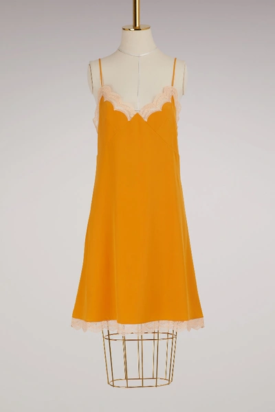 Shop Chloé Silk Lingerie Dress In Yellow