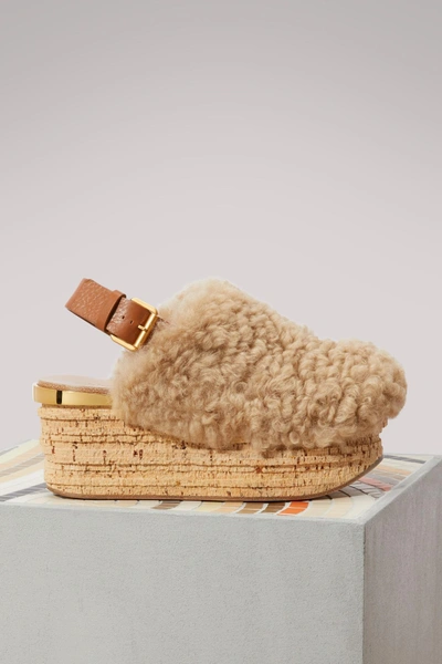 Shop Chloé Camille Wedge Mules In Pink Sand