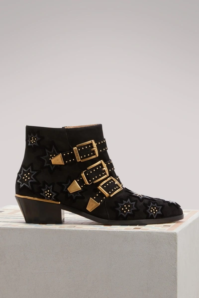 Shop Chloé Susanna Velvet Ankle Boots