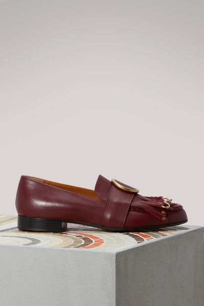 Shop Chloé Olly Loafers In Sienna Red