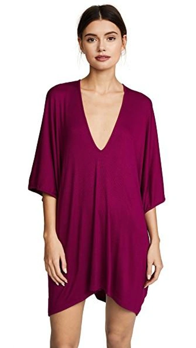 Riller Fount Lola Ribbed Caftan Mini Dress In Rouge ModeSens