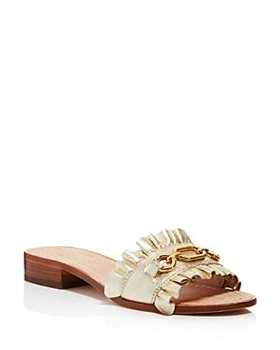 Shop Kate Spade New York Women's Beau Leather Slide Sandals In Gold