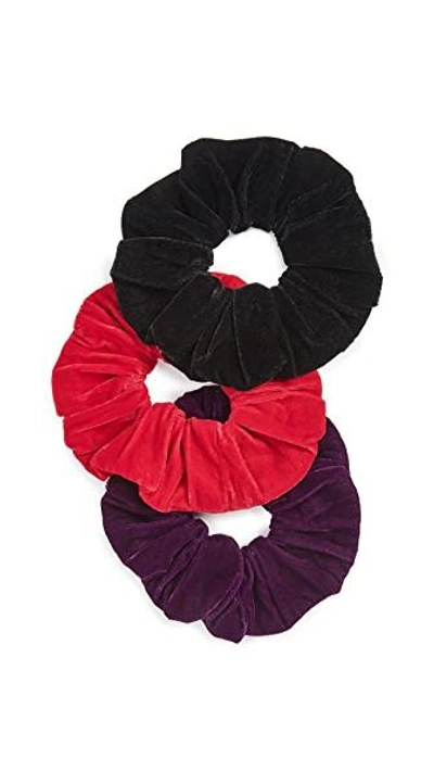 Shop Namrata Joshipura Velvet Scrunchie Set In Black/fuchsia/purple