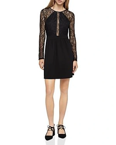 Shop Bcbgeneration Lace-detail Dress In Black