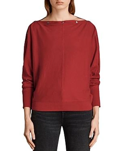 Shop Allsaints Elle Snap-detail Sweater In Red