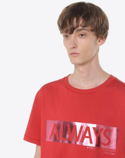 Shop Valentino 'always' Print T-shirt In Red