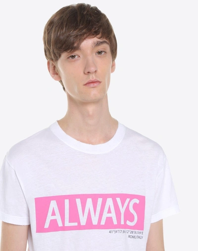 Shop Valentino 'always' Print T-shirt In White