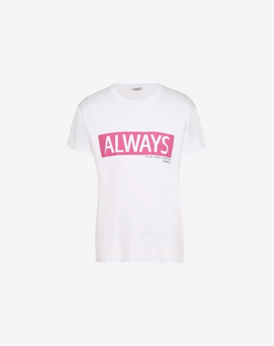 Shop Valentino 'always' Print T-shirt In White