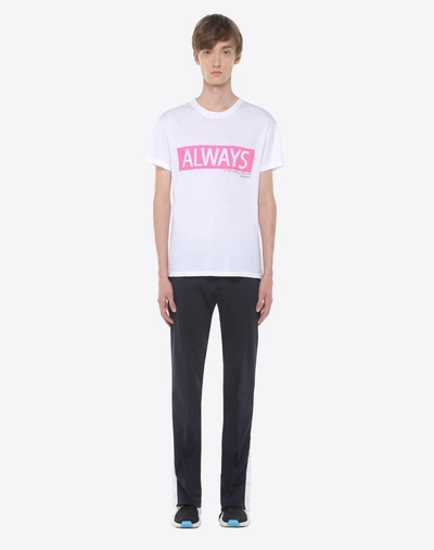 Shop Valentino 'always' Print T-shirt In White