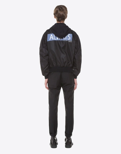 Shop Valentino Hooded Bomber With Always Lettering In Black