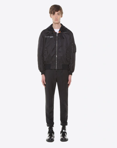 Shop Valentino Hooded Bomber With Always Lettering In Black