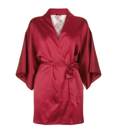 Coco De Mer Ariane Embroidered Kimono In Red | ModeSens