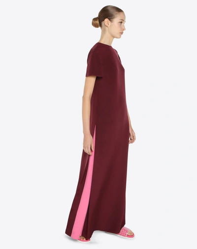Shop Valentino Silk Drap Evening Dress In Maroon