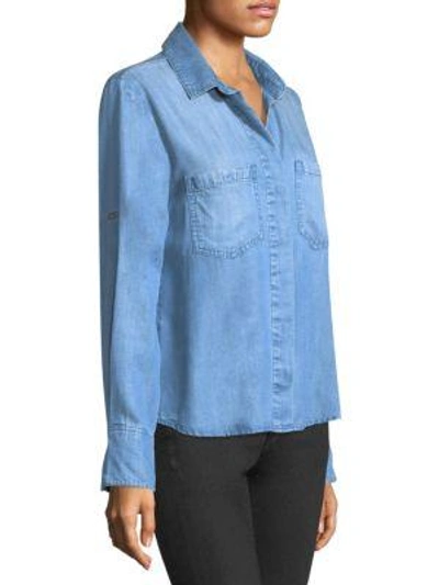 Shop Bella Dahl Split Back Denim Button-down Shirt In River Wash